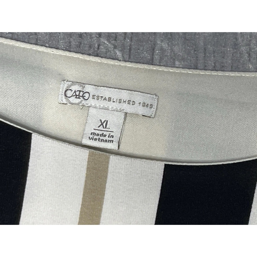Cato Geometric Print Long Sleeve Midi Dress Womens Size XL Black‎ White Khaki - Picture 7 of 8